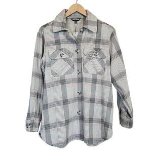 Steve Madden High Noon‎ Shacket Light Gray Plaid Women's Small